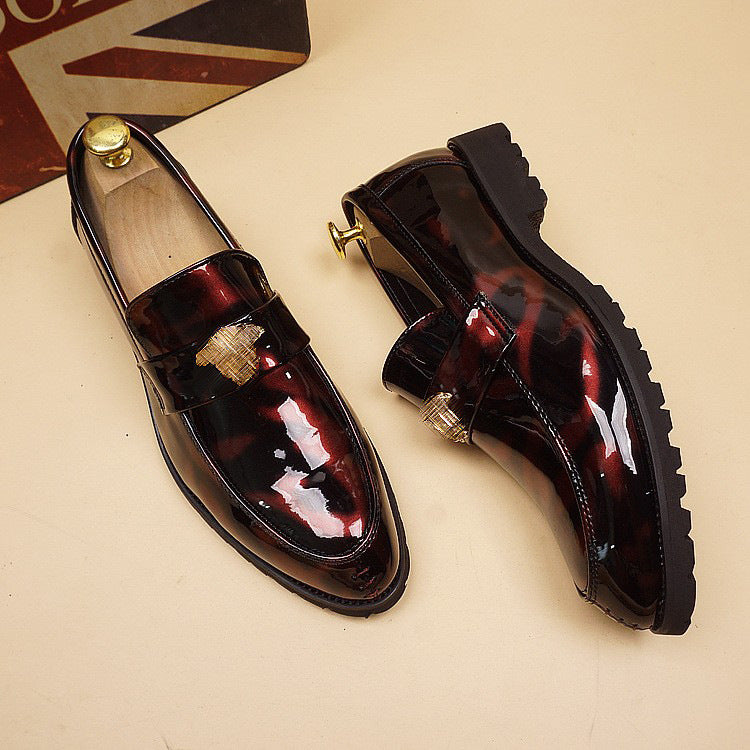 Men's Summer Bright Korean Pointed Toe Retro Men's Casual Leather Shoes