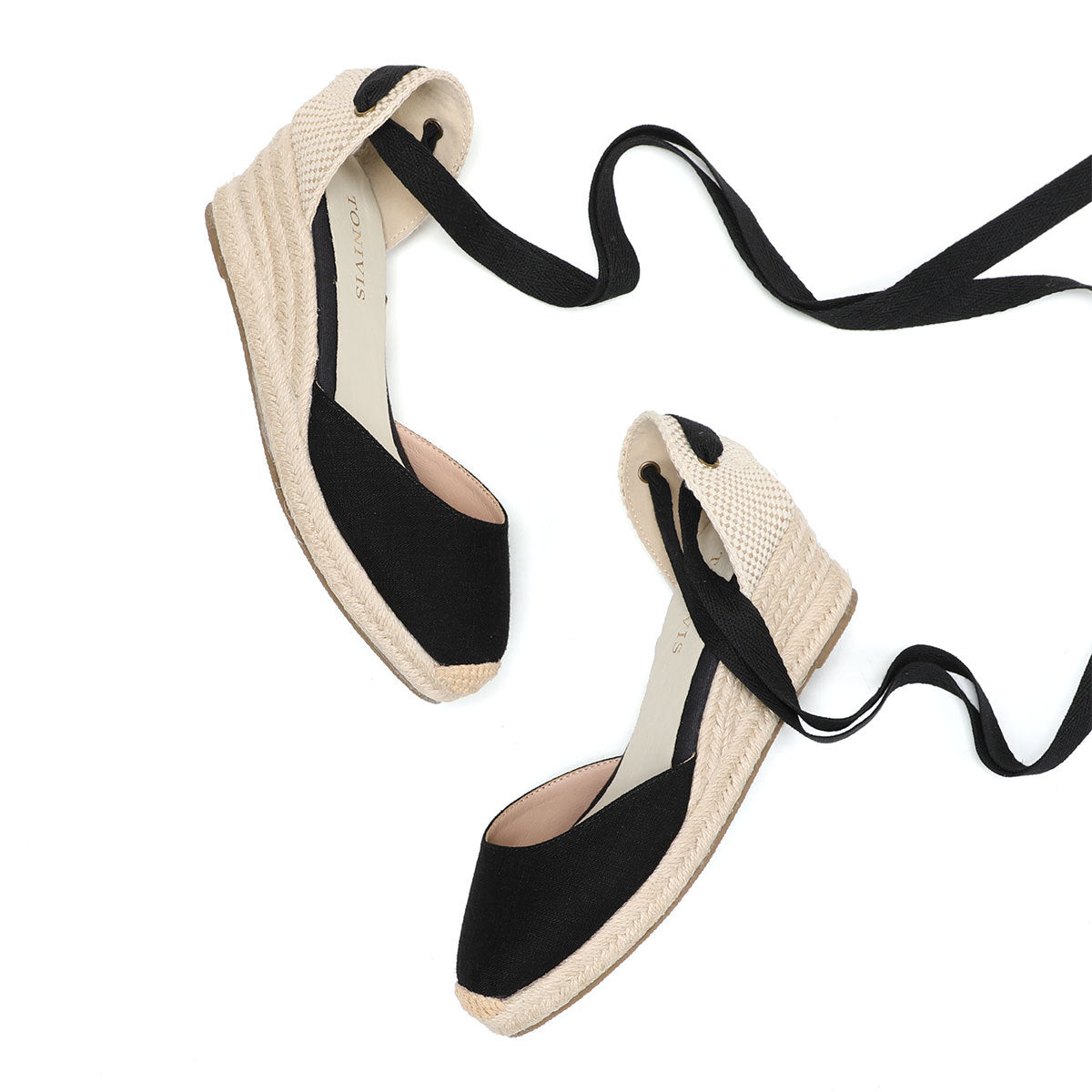Women's Solid Color Hemp Sole Strap Wedge Sandals