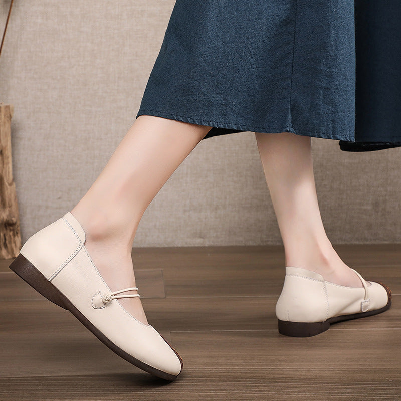 Women's First Layer Cowhide Flat Comfortable Super Soft Milk Casual Shoes