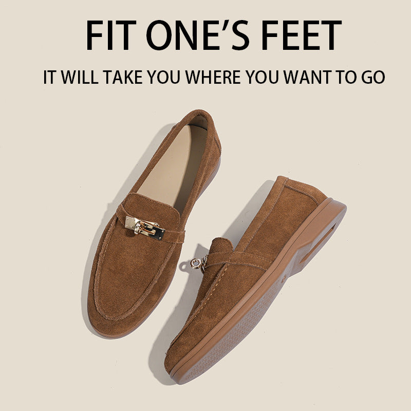 Women's Gold Lock Suede Retro Easy Matching Loafers