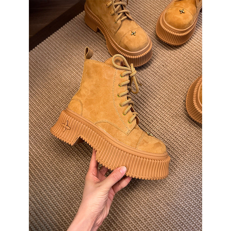 Women's Summer Thin British Style Genuine Chunky Booties Boots