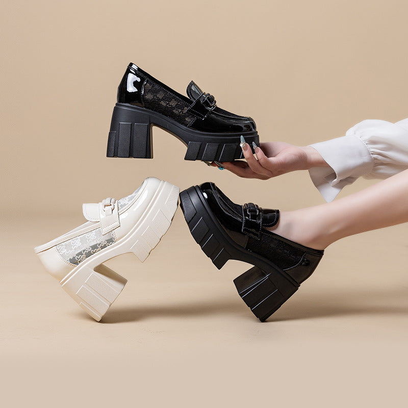 Women's Spring Breathable Mesh Preppy Style Height Increasing Women's Fashion Shoes