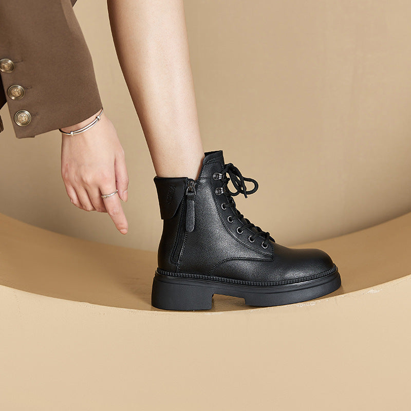 Women's Autumn Genuine Retro Martin Korean Double-sided Women's Leather Boots
