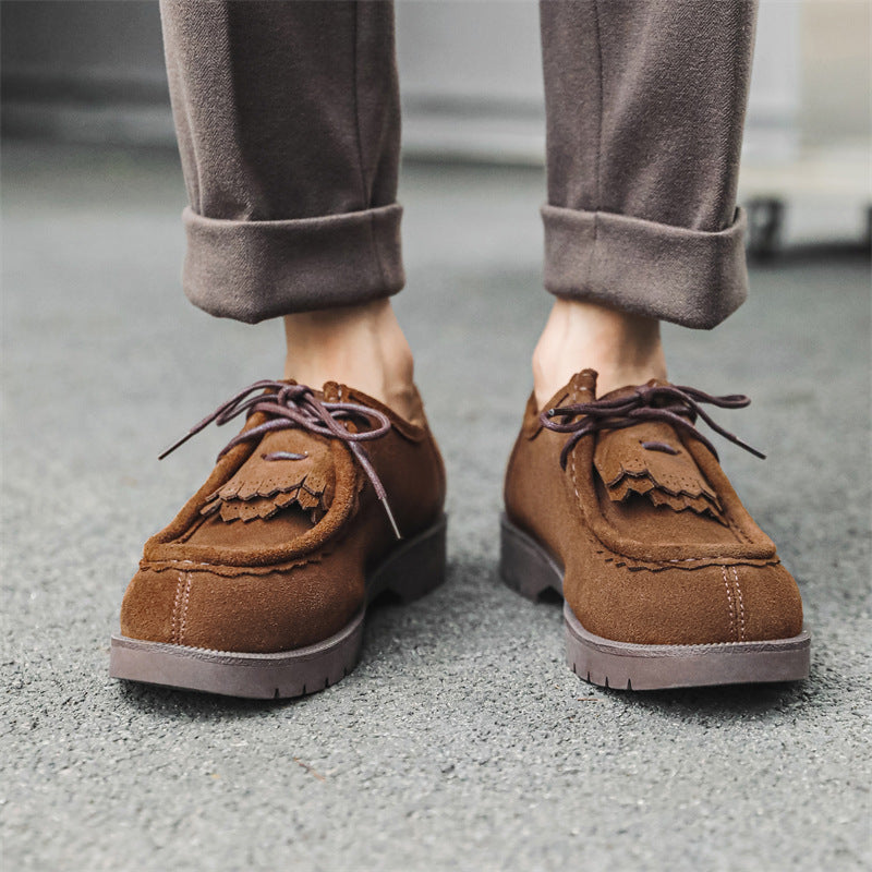 Men's Fashionable Korean Style Suede Skate British Leather Shoes