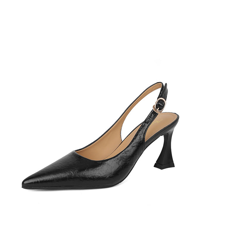 Women's Fashion Classy Summer Stiletto Pointed Toe Strap Retro Closed Sandals