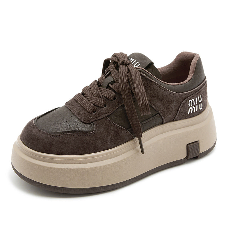 Women's Platform Simple Lace Fashion Height Increasing Sneakers