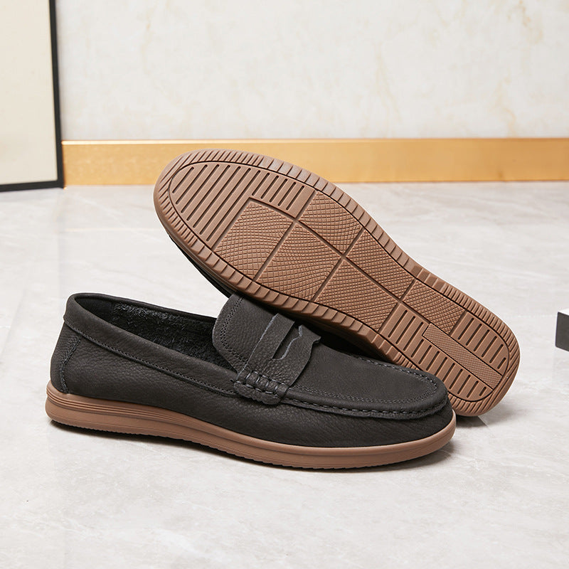 Men's Super Value Tendon Bottom Matte Cowhide Spring Comfortable Breathable Single Leather Shoes