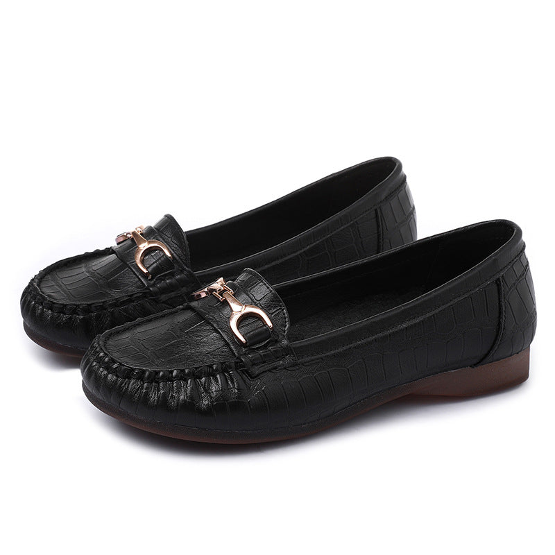 Color Metal Decorative Flat Bottom Pumps Low Casual Shoes