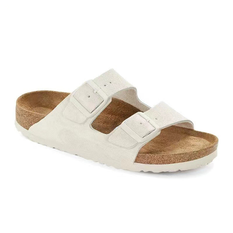 Women's & Men's Full Cowhide Summer Genuine Cork Platform Slippers