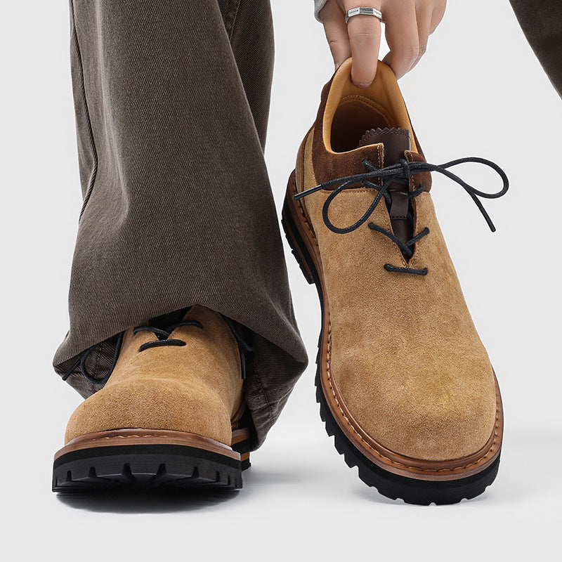 Men's Handsome High Sense Suede Commuter Derby Men's Casual Leather Shoes