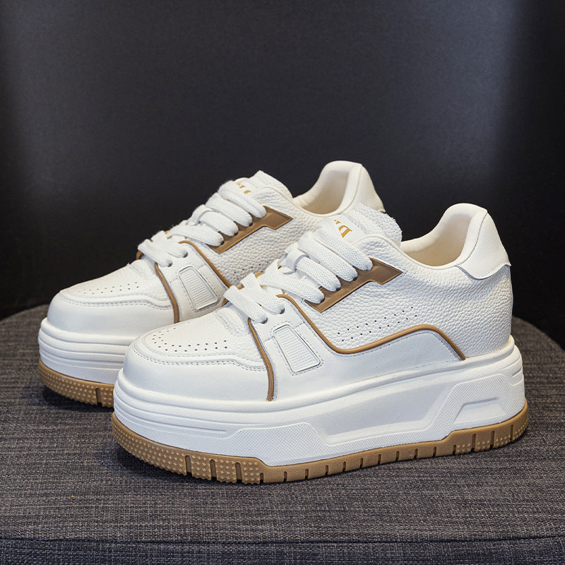 Women's Genuine Platform Hidden White Small Height Women's Casual Shoes