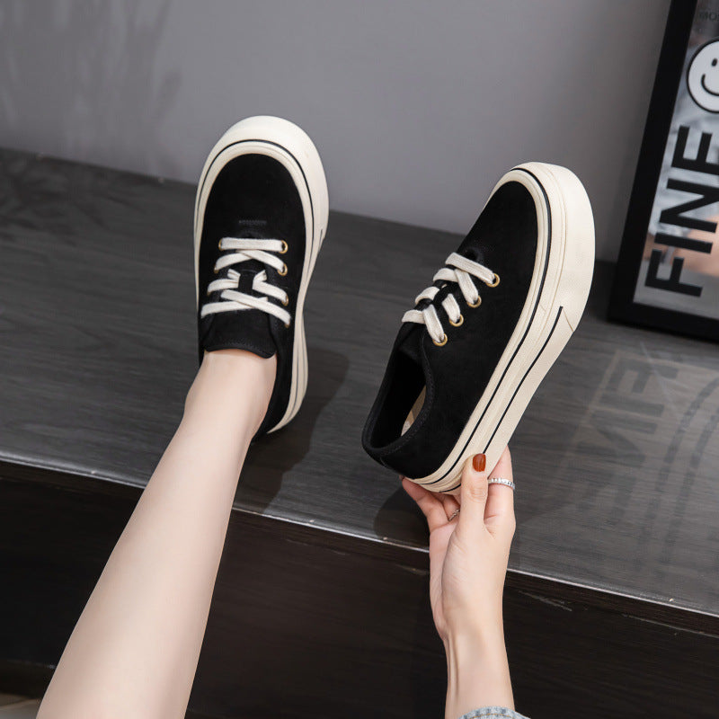 Women's Thick-soled Matte Sports Increased Round Toe Women's Casual Shoes