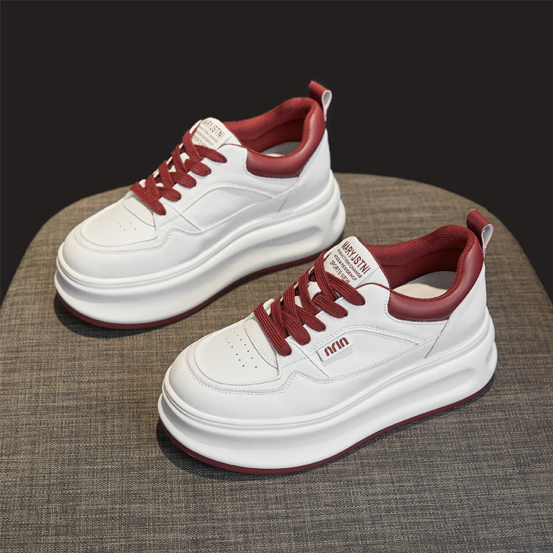 Women's White Autumn Invisible Elevated Board Platform Women's Casual Shoes