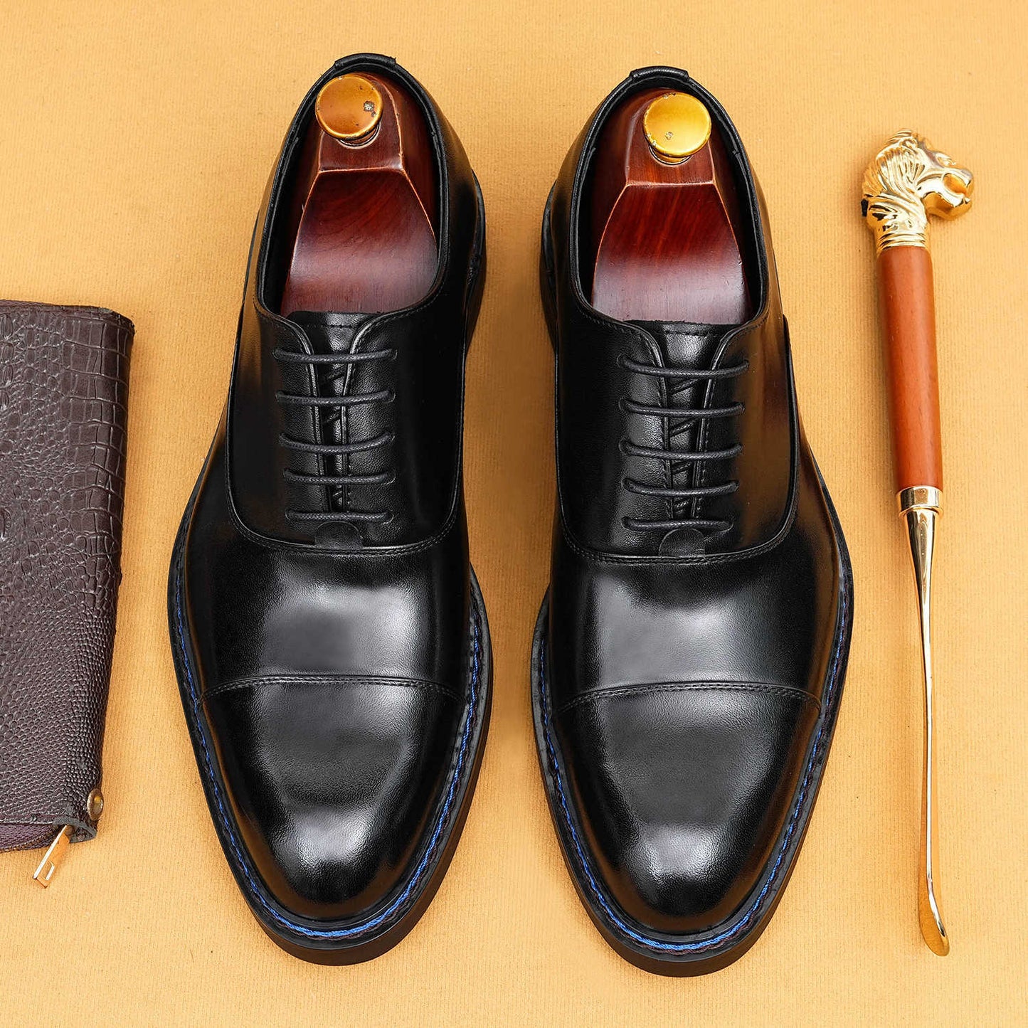 Men's Pointed Formal Wear Norwegian Sewing Oxford Leather Shoes