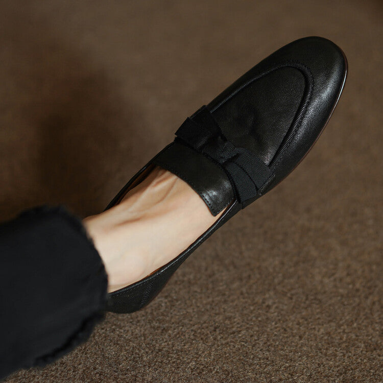 Women's Style Soft Genuine Deep Mouth Flat Bottom Comfort Leather Shoes