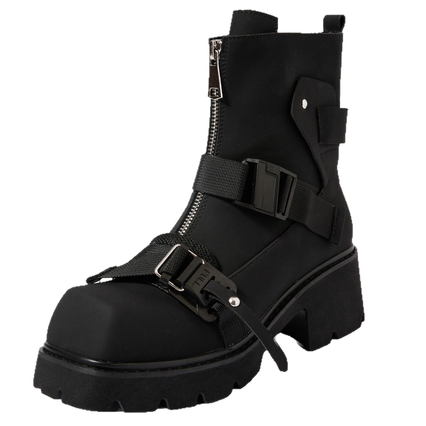 Square Toe Niche Black Warrior Mobile Thick Bottom Chunky Martin Women's Leather Boots