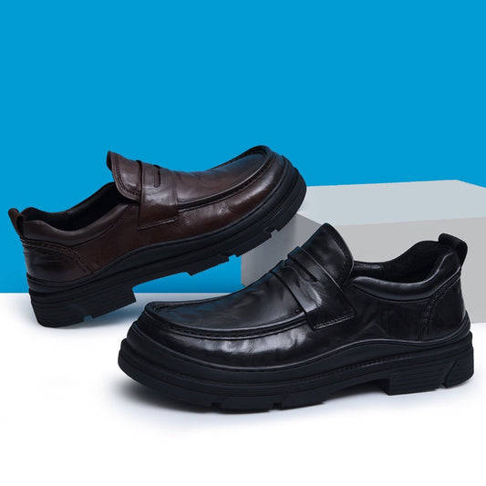 Men's Genuine Cowhide Business Big Toe Versatile Leather Shoes