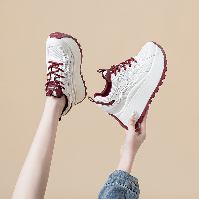 Women's Small Dad Fashionable Platform Mesh Surface Breathable Height Increasing Men's Shoes