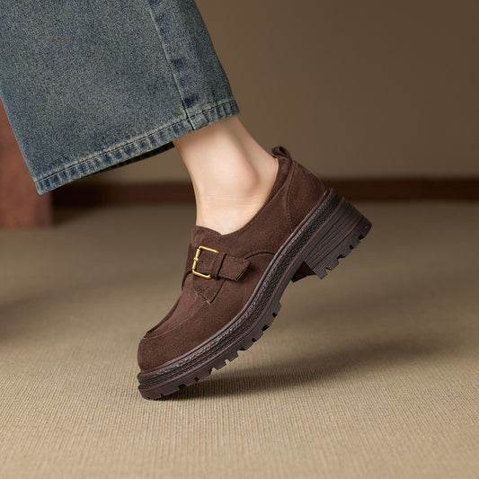 Women's Shallow Mouth College British Style Brown Men's Shoes