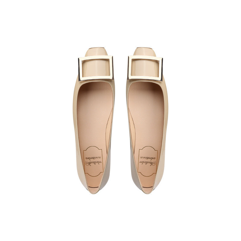 Square Buckle Low-cut Low Flat Commuter Women's Shoes