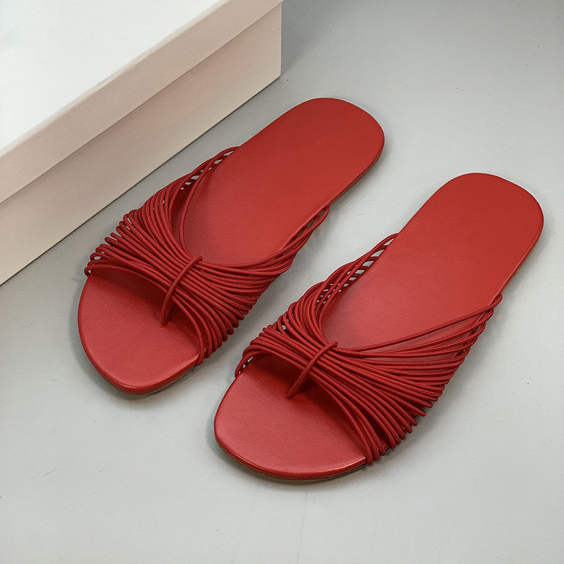 Women's Niche Rope Woven Summer Versatile Fashion Flat Slippers