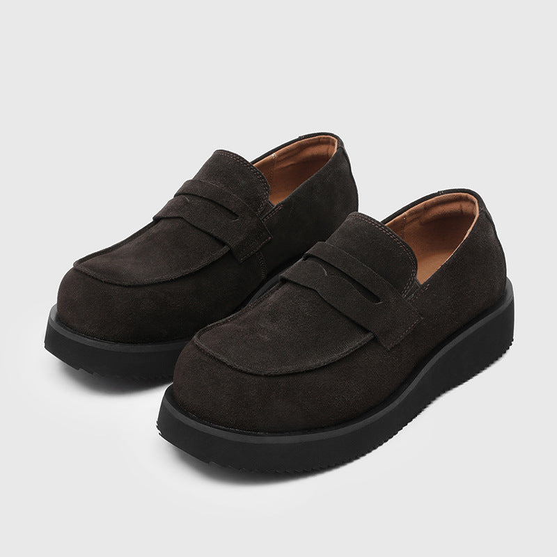 Men's Slip-on Soft Bottom Commuter Derby Spring British Style Men's Casual Leather Shoes