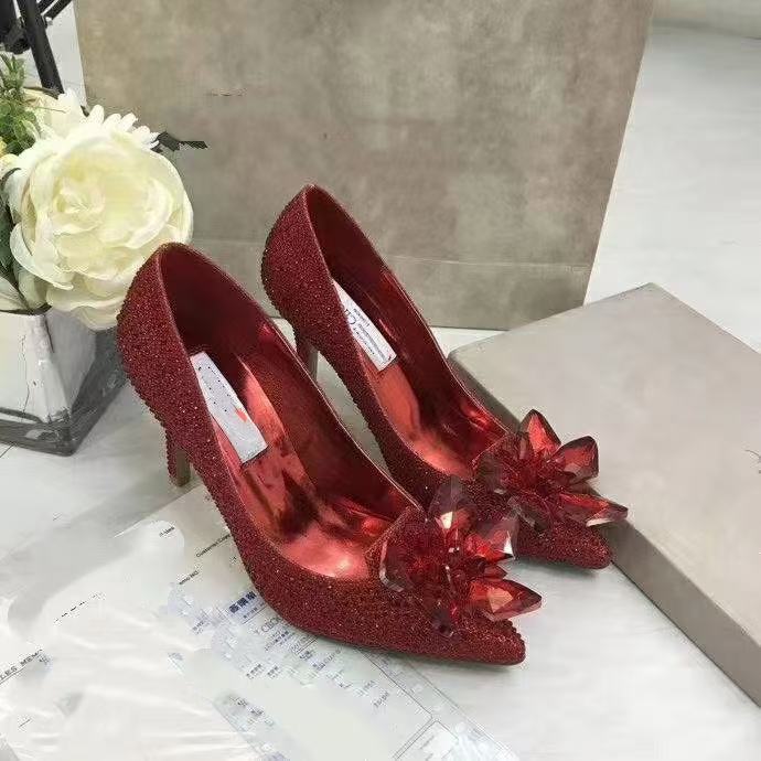 Women's French Wedding Bridal Main Dress Princess Crystal Rhinestone High Heels