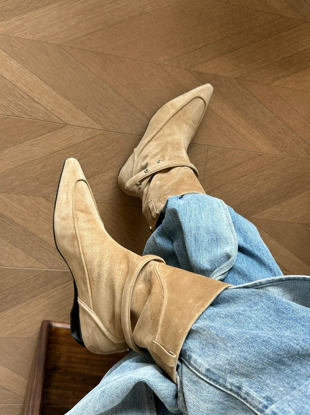 Women's Retro Minority Pointed Toe Wedge Western Cowboy For Boots