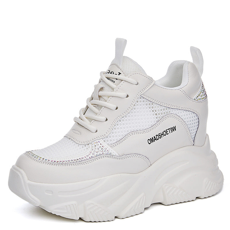 Women's Dad Hidden White Platform Sports Small Heels