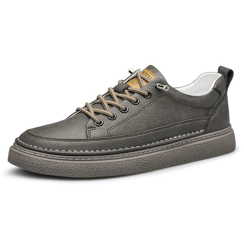 Men's White Flat Handmade Cowhide Sports Breathable Leather Shoes
