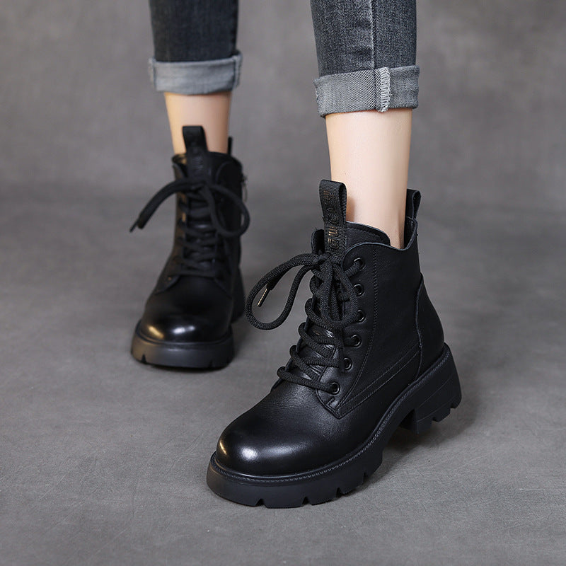 Women's First Layer Cowhide Rubber Foam Bottom Single Women's Leather Boots