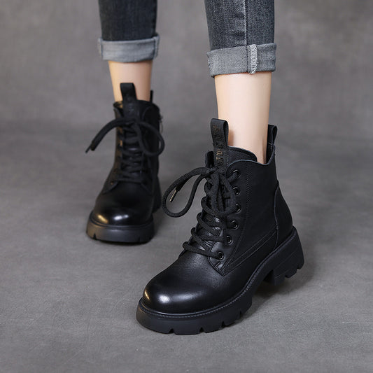 Women's First Layer Cowhide Rubber Foam Bottom Single Women's Leather Boots
