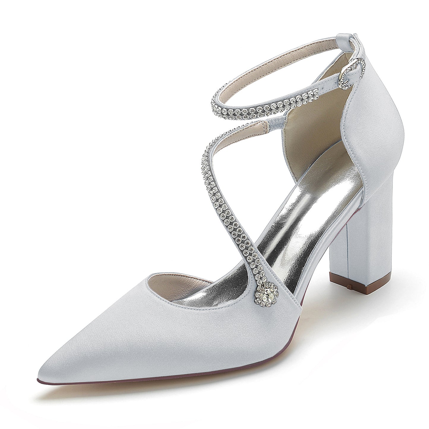 Women's Pointed Rhinestone Strap Wristband Wedding Bridal Women's Fashion Shoes