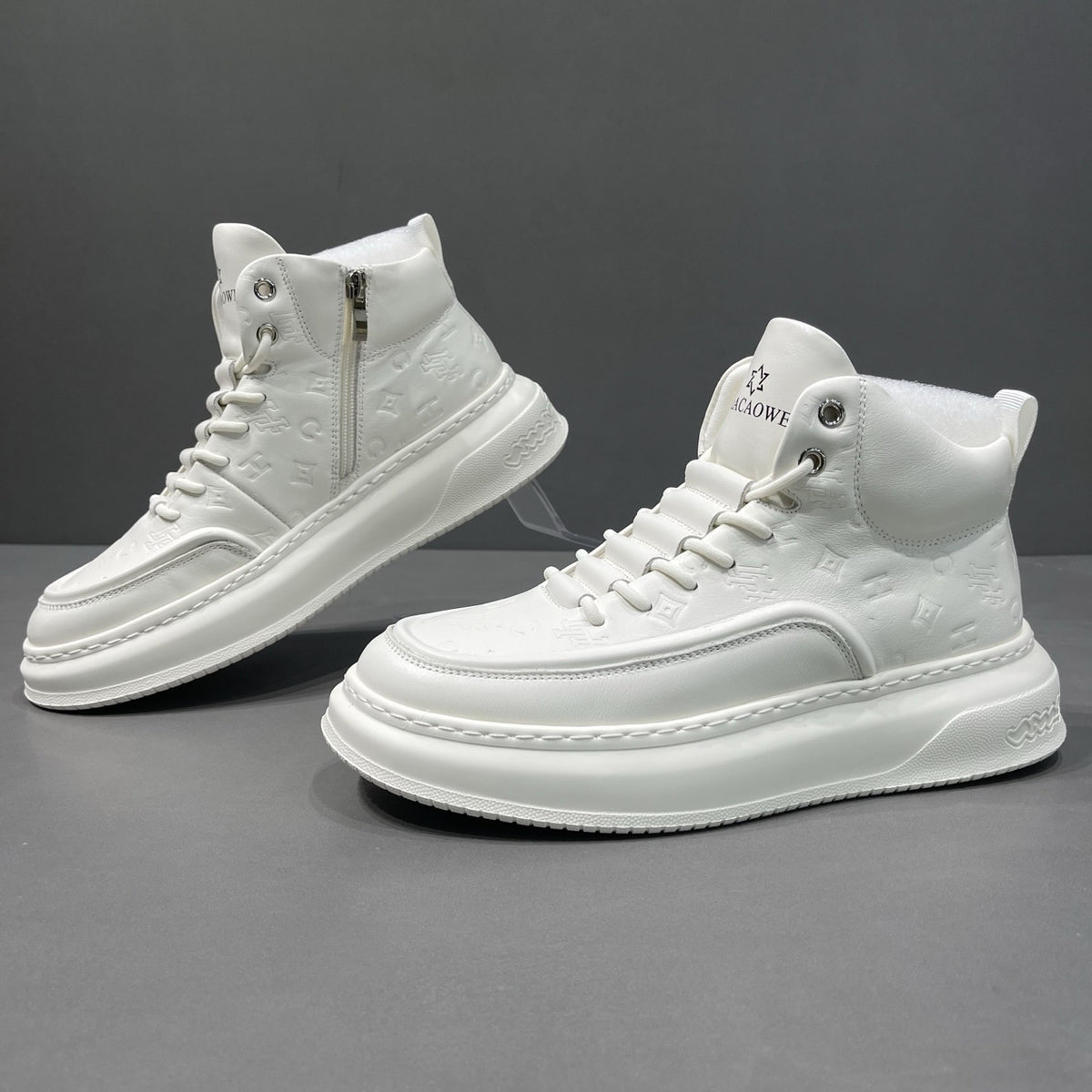 Men's White Affordable Luxury Printed Fashionable Platform Men's Sports Shoes