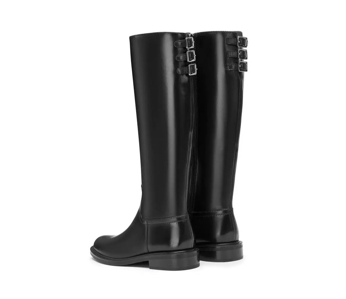Women's Round Head Chunky High Leg Below The Women's Leather Boots