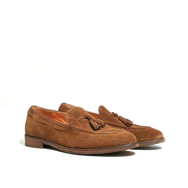 Men's One Pedal British Suede Tassel Cover Foot Lazy Loafers/doug Shoes