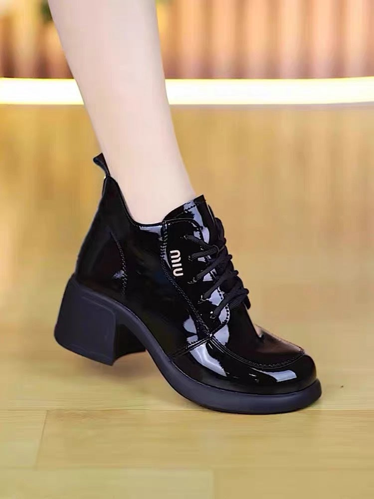 Women's Round Head Chunky Platform Lace Up Women's Fashion Shoes
