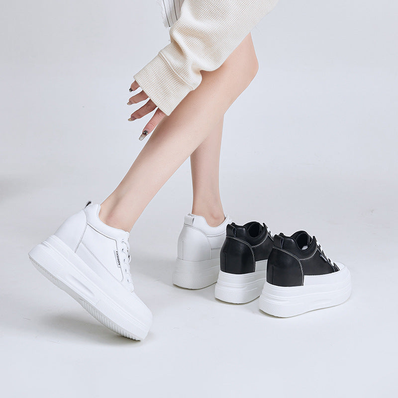 Women's White Thick Bottom Height Increasing Insole Super High Heels