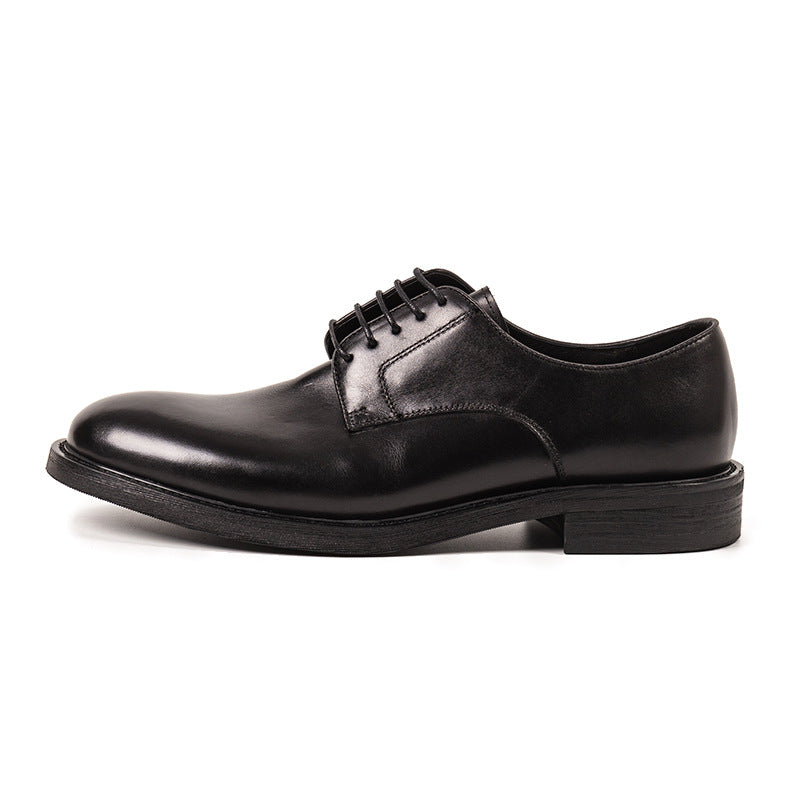 Men's British Black First Layer Cowhide Formal Men's Casual Leather Shoes
