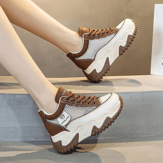 Women's Thick-soled High-rise White Authentic Lightweight Daddy Casual Shoes