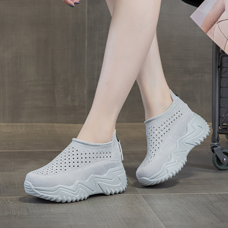 Women's Hole Breathable Platform Elevator Wild Women's Casual Shoes