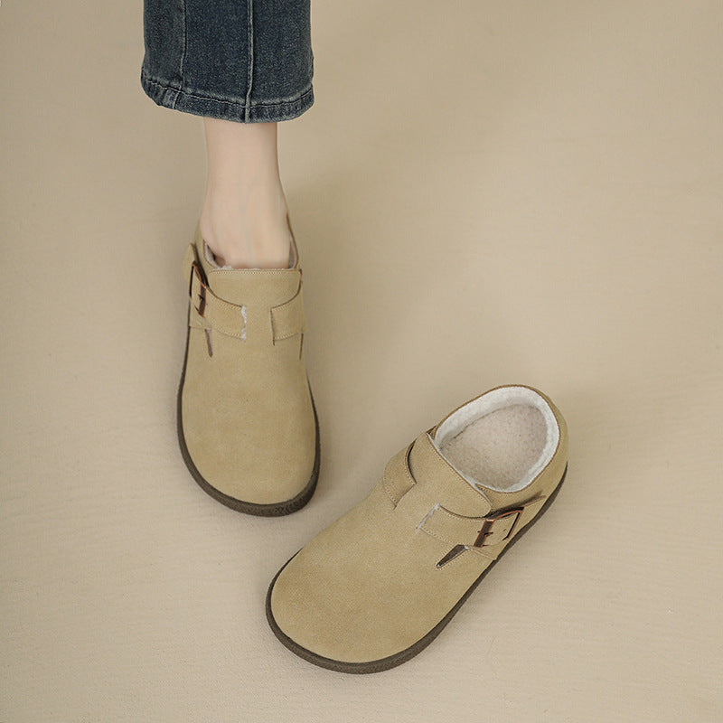 Women's Thick Bottom Height Increasing Insole Warm Pumps Retro Small Real Men's Shoes