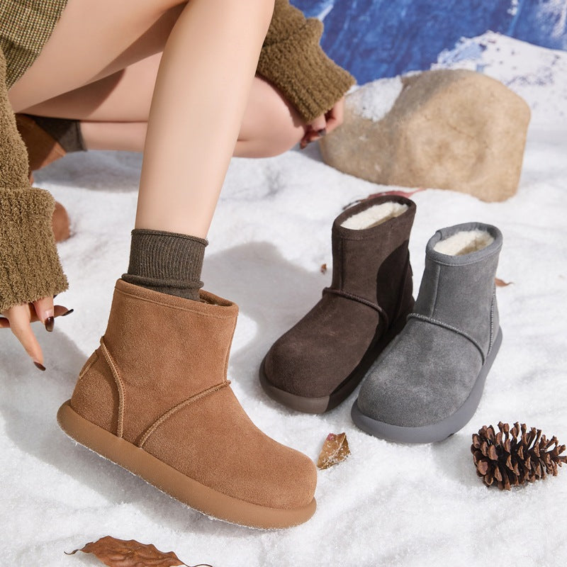 Women's Increasing Insole Fleece-lined Thickened Fur Integrated Small Potatoes Length Thermal Boots