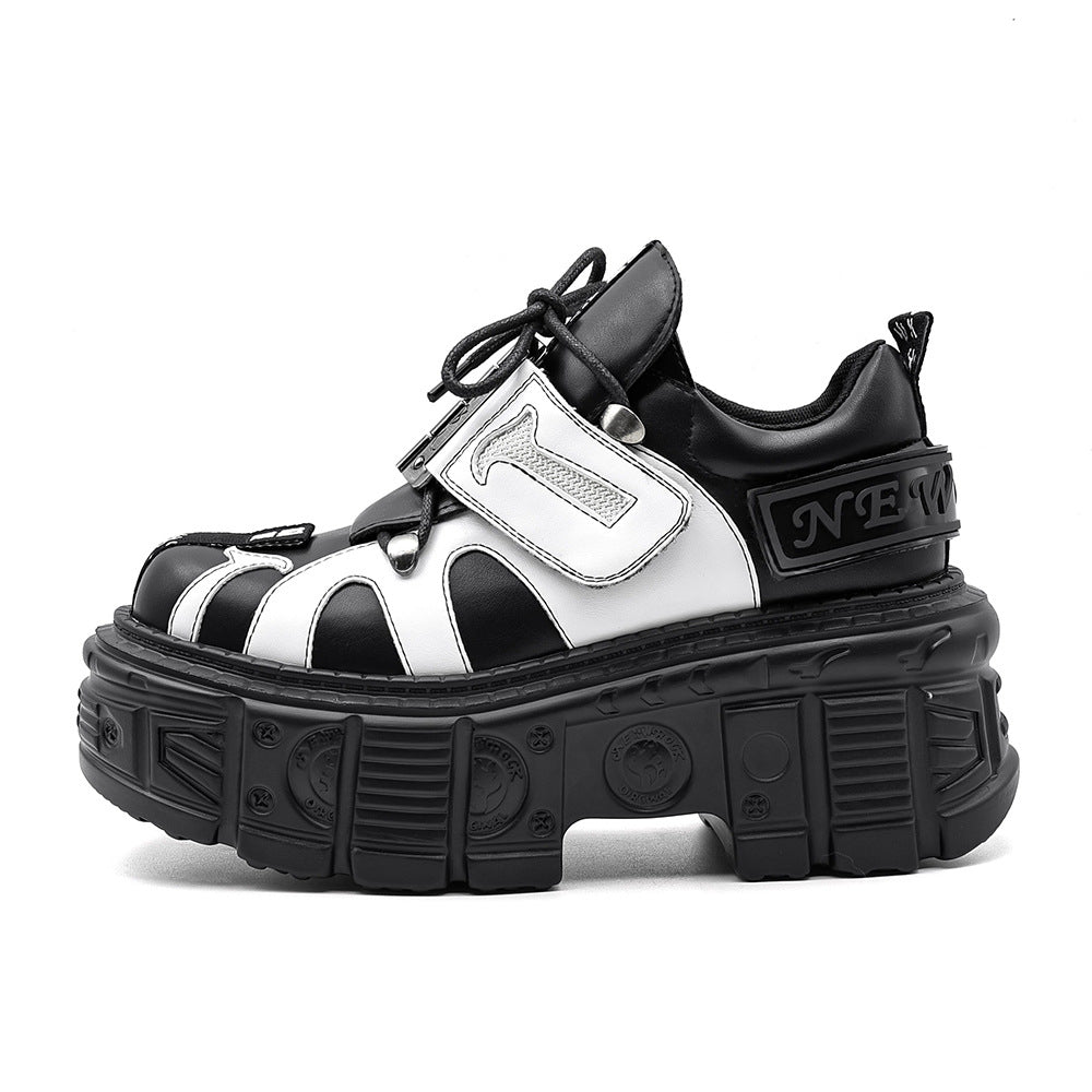 Women's & Men's Dark Punk Rock Platform Metal Locomotive Tank Boots