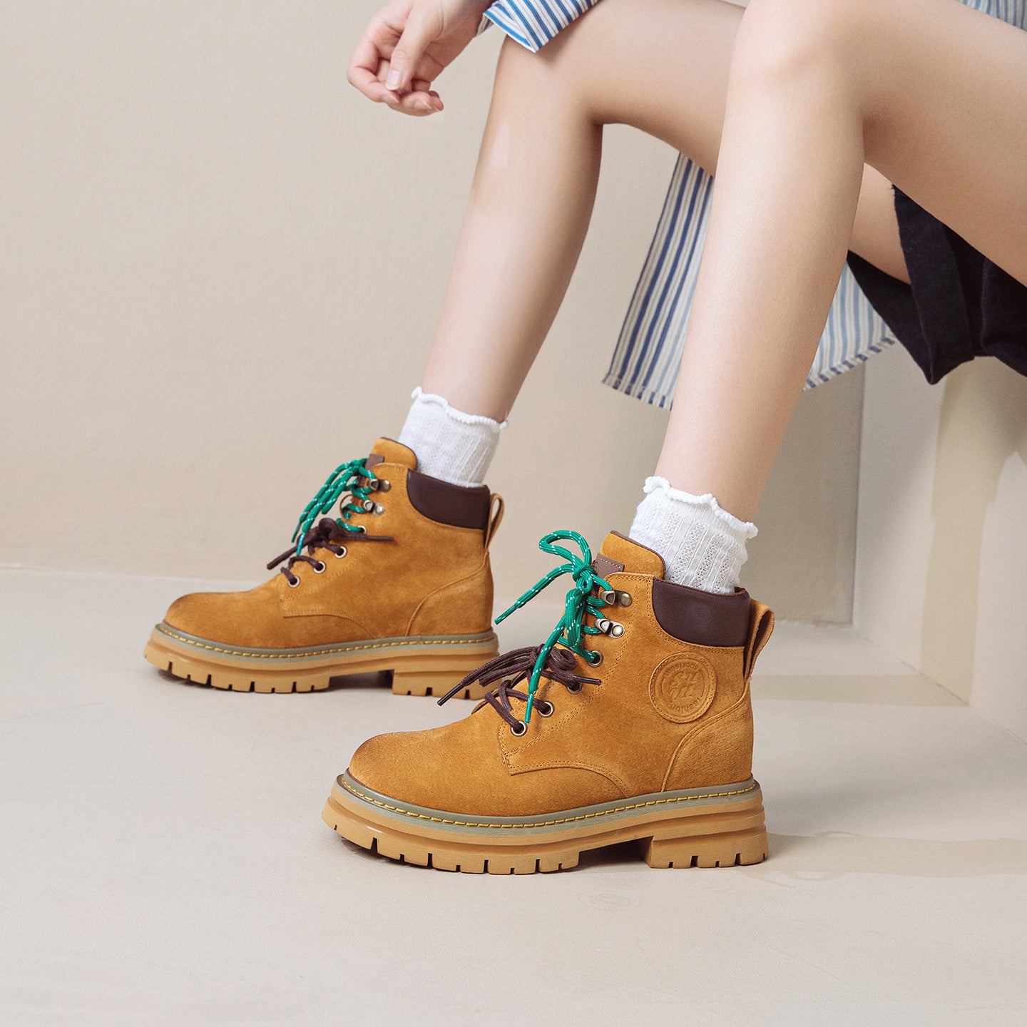 Women's Elevator Martin Summer Outdoor Travel Retro Mountaineering Western Women's Leather Boots