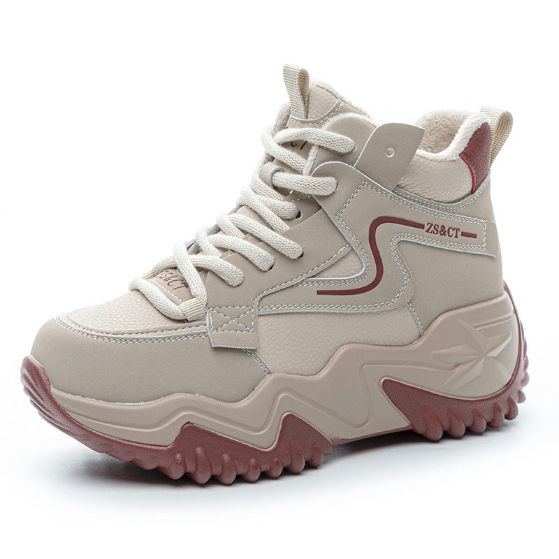 Women's Platform Dad Fleece-lined Warm Small Sports Sneakers