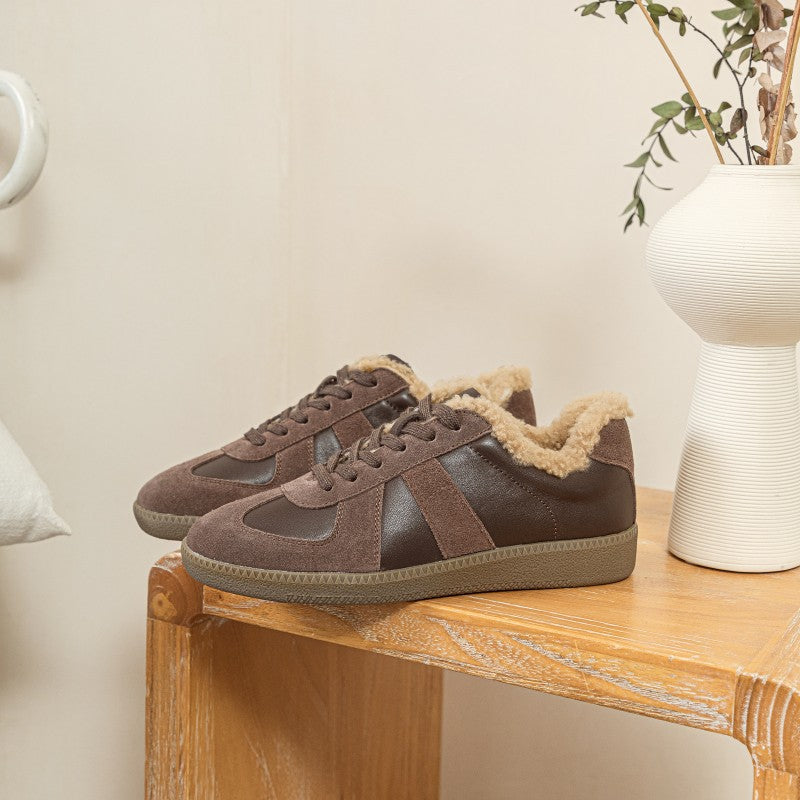 Women's Surface Fleece-lined Thick German Training Wool Sneakers