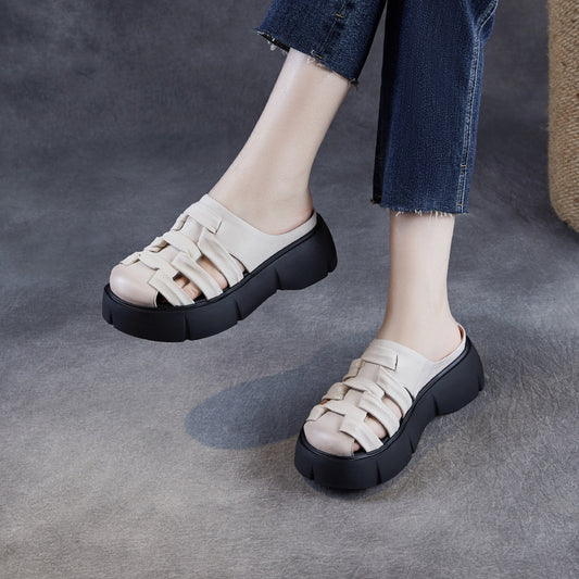 Women's Bottom For Outdoors Summer Genuine Weaving Slippers