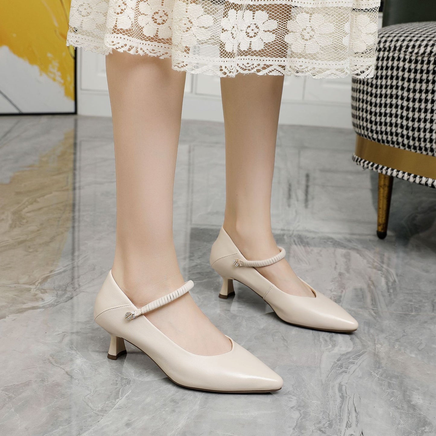 Women's Genuine Two-way Wear High Shallow Mouth Pointed Women's Shoes