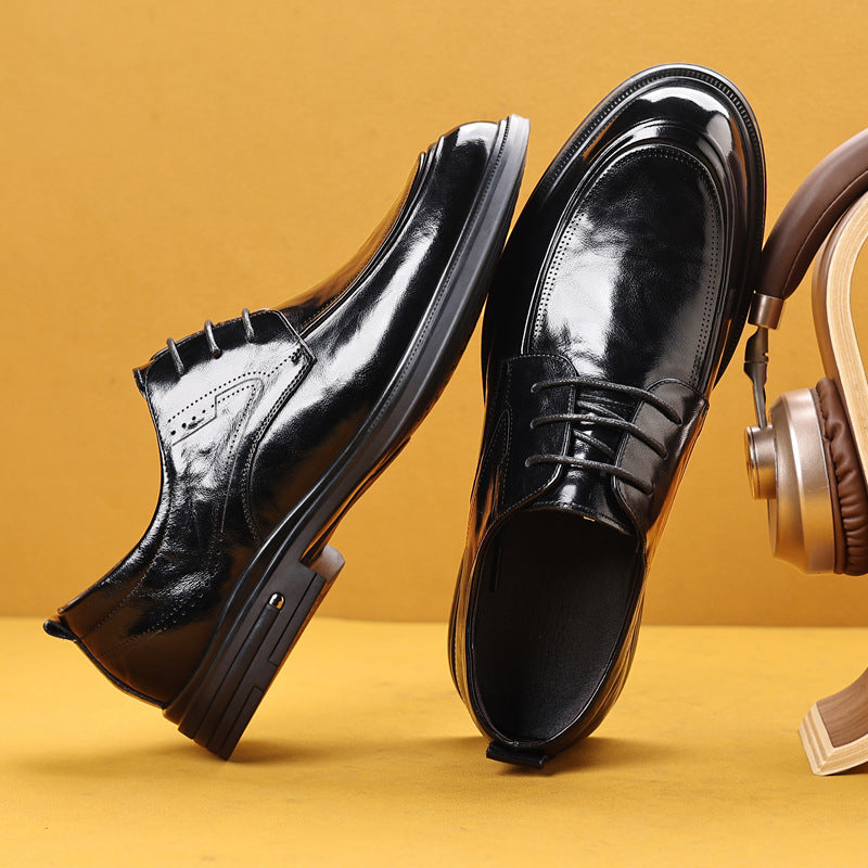Men's Layer Cowhide Business British Style Formal Leather Shoes